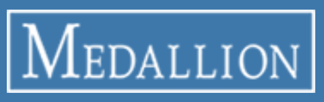 Medium blue rectangle with the copy "Medallion" inside